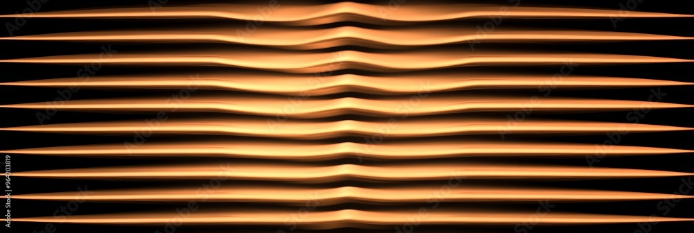 Obraz premium Golden lines create an undulating pattern against a contrasting dark background, showcasing a captivating abstract design
