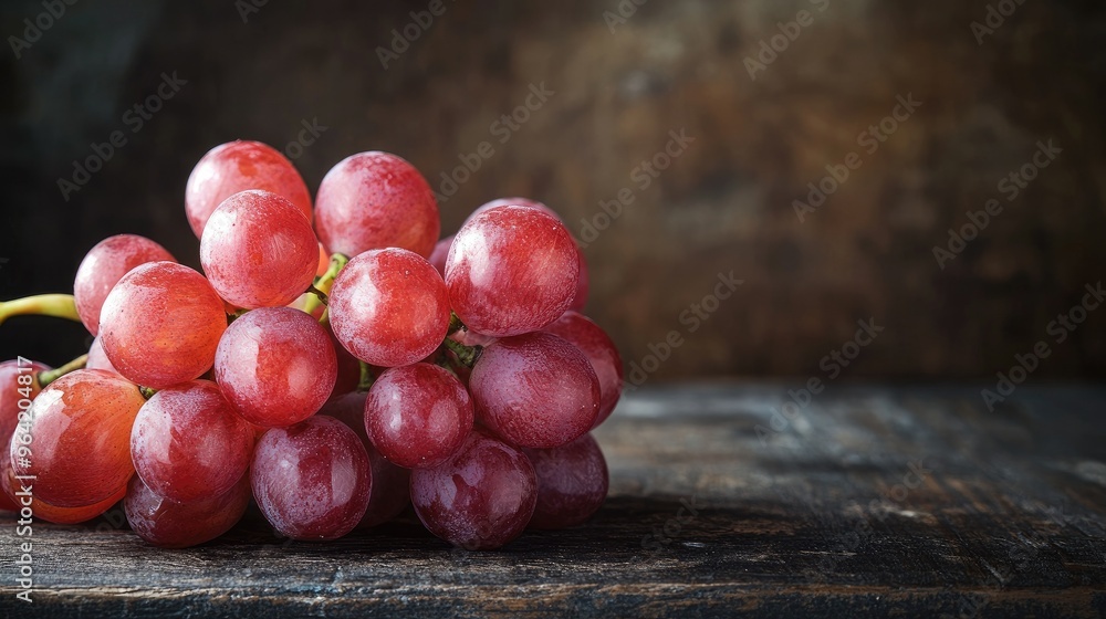Focus on a fresh bunch of grapes standing out beautifully Focus on a fresh bunch of grapes standing out beautifully