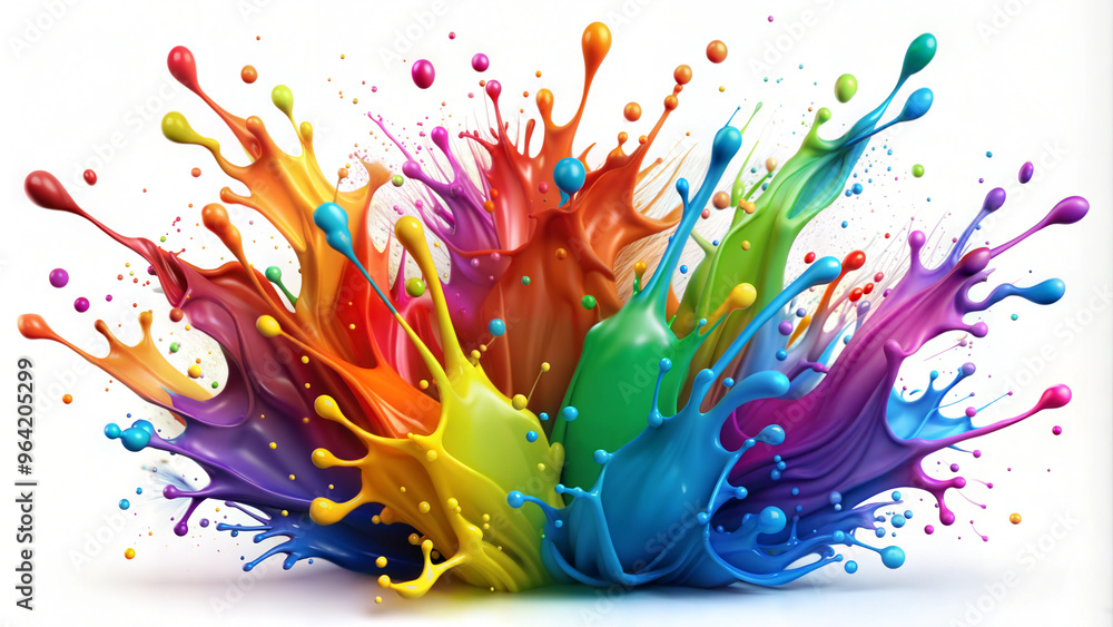 Fototapeta premium Vibrant paint explosion with colorful splashes creating an energetic and creative atmosphere