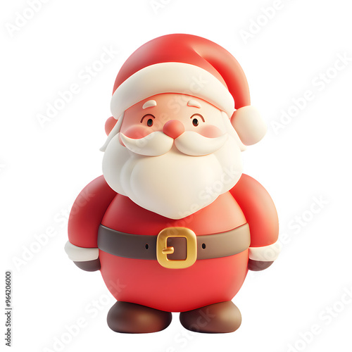 Cartoon Santa Claus 3D icon isolated on transparent background