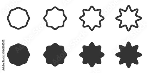Minimalist vector illustration of abstract geometric shapes in outline and filled styles.