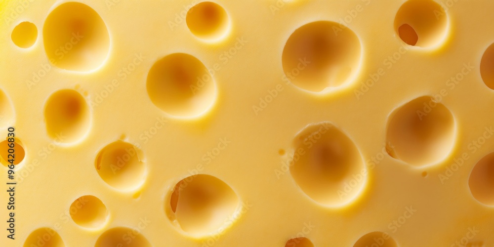 A Close Up View of Delicious Swiss Cheese Displaying Its Distinctive Holes and Creamy Texture A Close Up View of Delicious Swiss Cheese Displaying Its Distinctive Holes and Creamy Texture