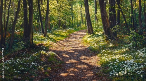 Springtime path, woods