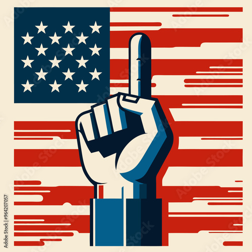 A depiction of a man and woman, each raising their hand to cast a vote and delivering speeches, symbolizing active participation in democracy
