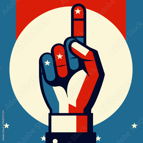 A depiction of a man and woman, each raising their hand to cast a vote and delivering speeches, symbolizing active participation in democracy
