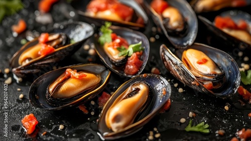 Spicy mussels, tasty snack to beer.