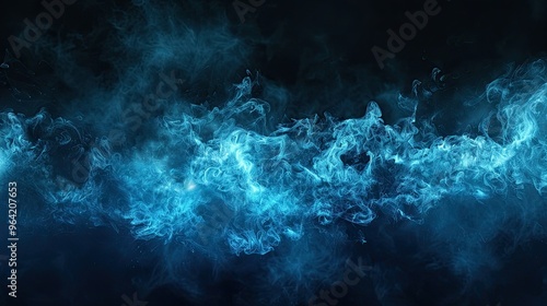 A mesmerizing abstract representation of blue smoke or mist, evoking a sense of movement and fluidity.