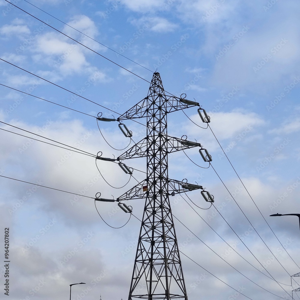 Electrical pole for high-voltage lines.