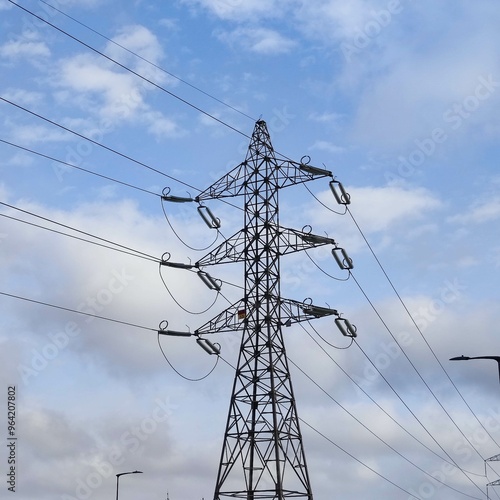 Obraz na płótnie Electrical pole for high-voltage lines. w salonie