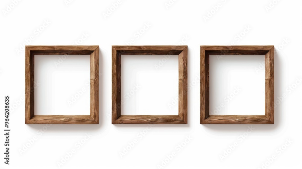 Set of wooden frames isolated on white background Set of wooden frames isolated on white background