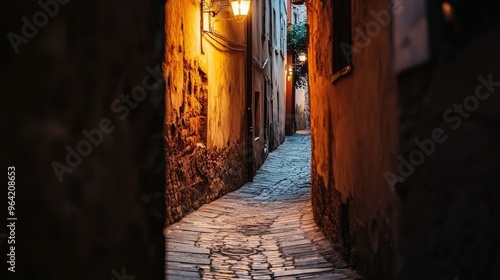 Shadowy alley with mysterious atmosphere