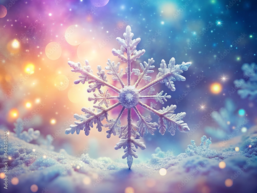 Whimsical and dreamy illustrations of a snowflake's ethereal beauty against a gradient of soft pastel colors Whimsical and dreamy illustrations of a snowflake's ethereal beauty against a gradient of soft pastel colors