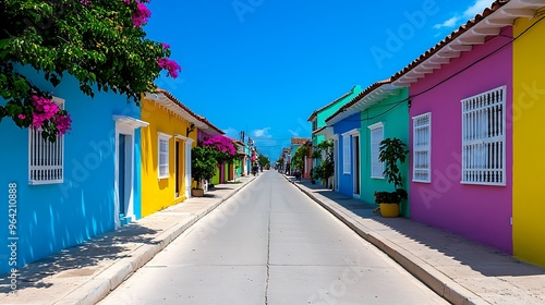 Walk through the streets of Cartagena, Colombia, a coastal city with colonial-era buildings, vibrant colors, and lively culture. 
