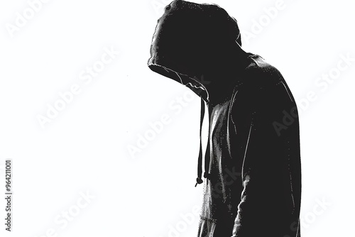 ai generative man in hoodie looking down