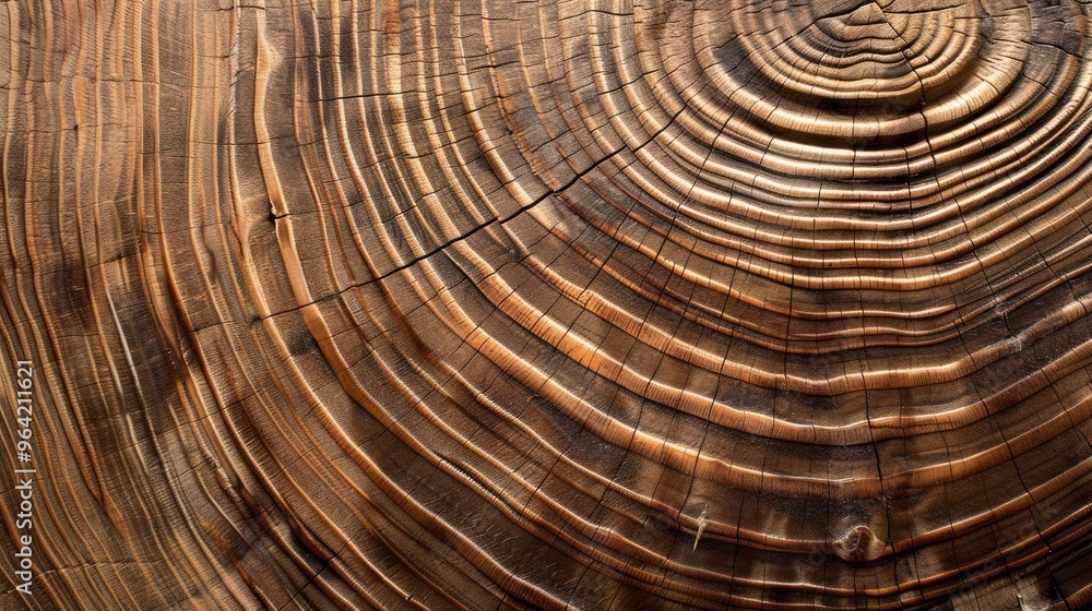 Fototapeta premium Wooden wall with visible growth rings on texture background