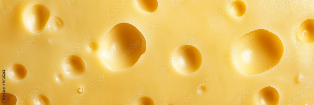 Texture of yellow cheese with large holes close up. Detailed photo of cheese surface in macro Texture of yellow cheese with large holes close up. Detailed photo of cheese surface in macro