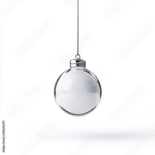 A clear glass ornament hanging from a string