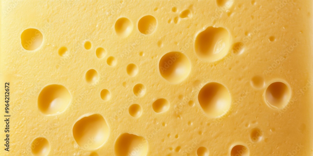 Texture of yellow cheese with large holes close up. Detailed photo of cheese surface in macro Texture of yellow cheese with large holes close up. Detailed photo of cheese surface in macro