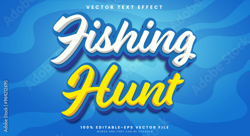Fishing Hunt editable text effect Template with blue and liquid text style