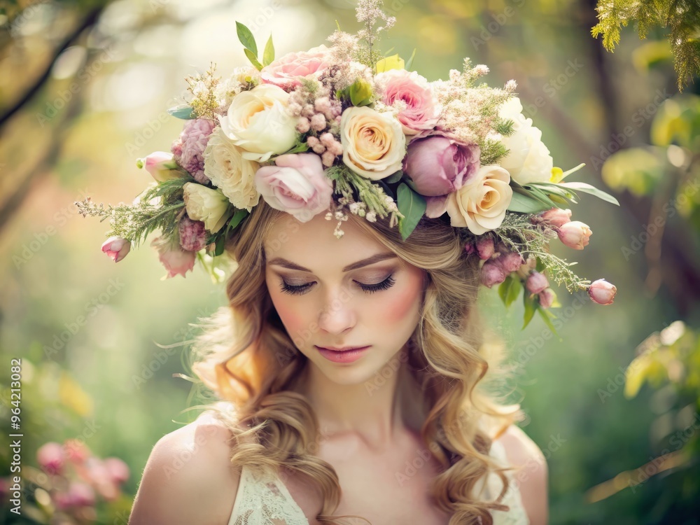 portrait of a woman with flowers portrait of a woman with flowers