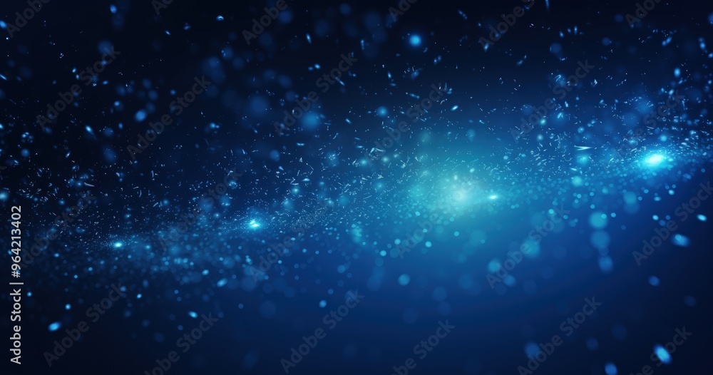 Naklejka premium A mesmerizing cosmic scene filled with sparkling particles and glowing lights, evoking a sense of wonder and vastness.