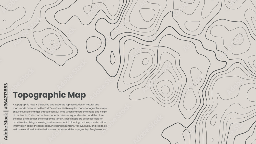 Topographic map banner with copy scape and geographic pattern on beige background, topography line map. Vintage outdoors style. topographic line contour map background, Topographic map and landscape Topographic map banner with copy scape and geographic pattern on beige background, topography line map. Vintage outdoors style. topographic line contour map background, Topographic map and landscape