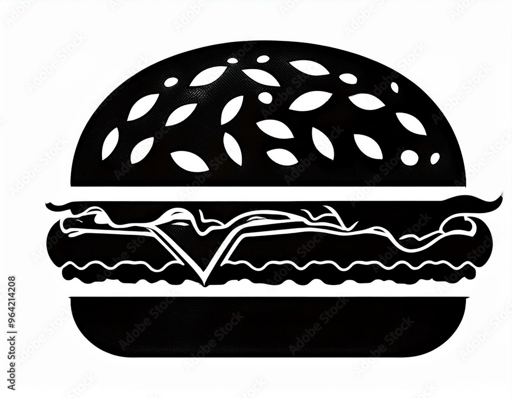 schwarze Silhouette Kontrast Burger Icon, isoliert auf weißen Hintergrund, Freisteller schwarze Silhouette Kontrast Burger Icon, isoliert auf weißen Hintergrund, Freisteller