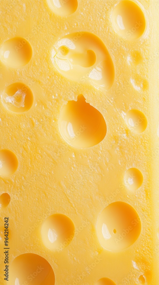 Texture of yellow cheese with large holes close up. Detailed photo of cheese surface in macro Texture of yellow cheese with large holes close up. Detailed photo of cheese surface in macro