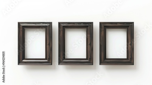 Wooden picture frames isolated on white background