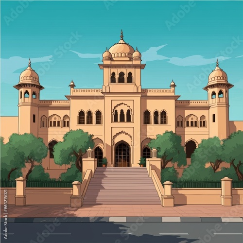 Illustration art for Hindu Gymkhana, a historic building known for its Indo-Saracenic architecture, houses the National Academy of Performing Arts (Napa)