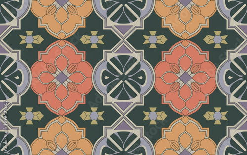 Modern batik motif design in harmonius colours combination