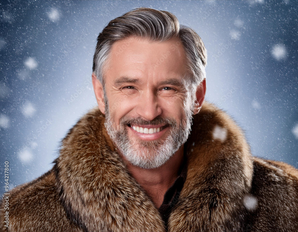 Winter Portrait of Happy Handsome Man Smiling Outdoors Winter Portrait of Happy Handsome Man Smiling Outdoors