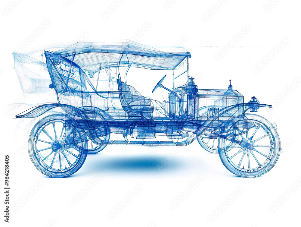 Car 1880s visualization with augmented reality Transparent car in studio drawing in blue colors, cutting edge modeling technology of visualisation Car 1880s visualization with augmented reality Transparent car in studio drawing in blue colors, cutting edge modeling technology of visualisation
