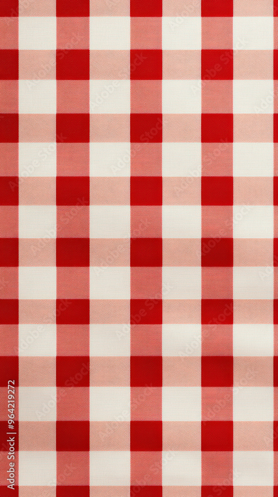 Red and white checkered fabric with a vibrant gingham pattern, evoking nostalgia and vintage charm. Red and white checkered fabric with a vibrant gingham pattern, evoking nostalgia and vintage charm.