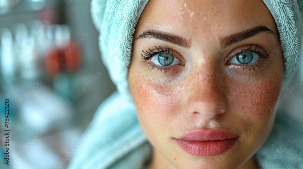 Fresh Face Closeup with Towel Wrapped Around Head Fresh Face Closeup with Towel Wrapped Around Head