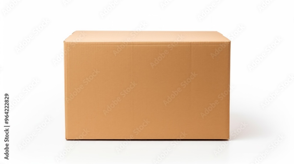 Large cardboard postal box courier parcel isolated on white. Neural network ai generated art Large cardboard postal box courier parcel isolated on white. Neural network ai generated art