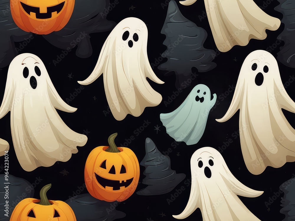 scary halloween monster,scary halloween ghost,halloween seamless background