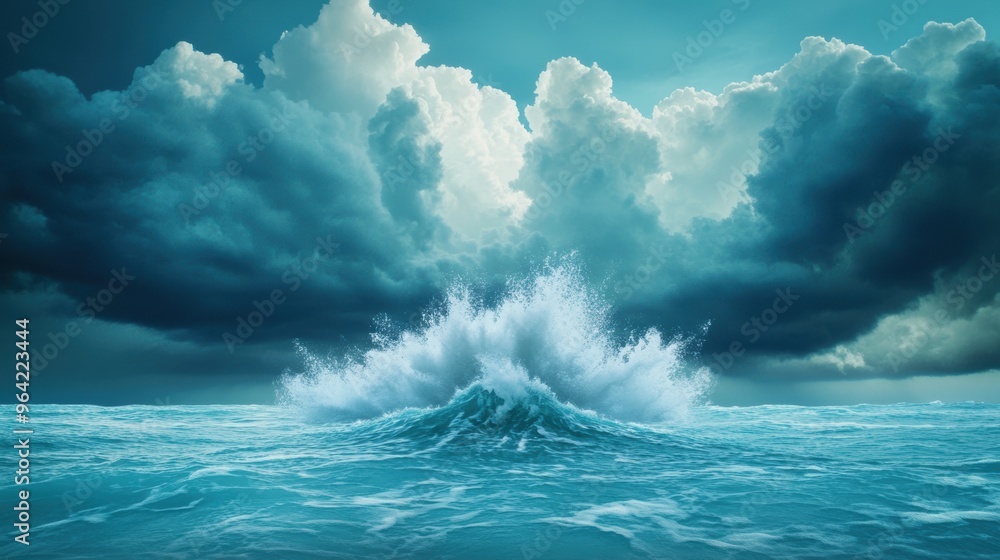Obraz premium A storm at sea, the waves crashing and churning in a chaotic display of nature raw power.