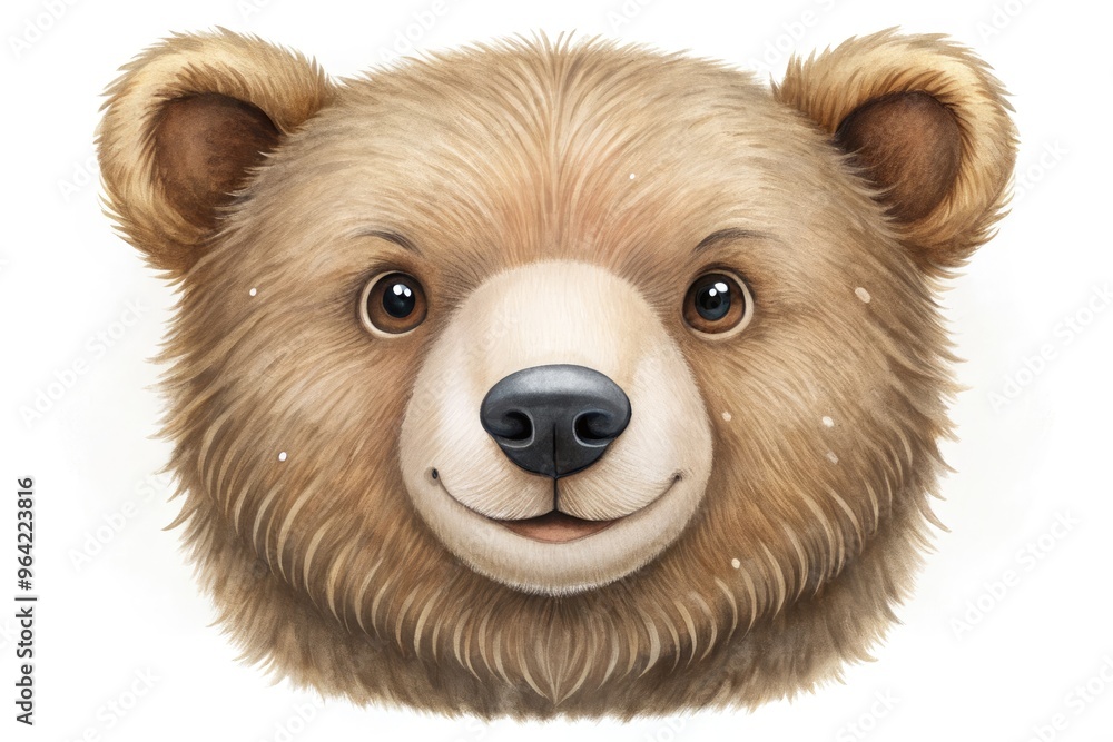 Adorable, hand-drawn illustration of a friendly bear's face with gentle eyes, soft fur, and a subtle smile, set against a clean white background. Adorable, hand-drawn illustration of a friendly bear's face with gentle eyes, soft fur, and a subtle smile, set against a clean white background.