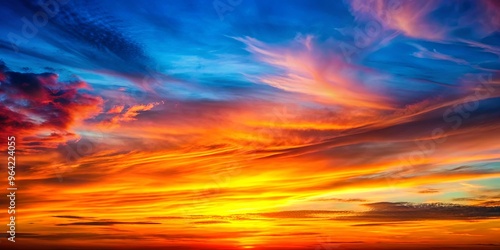 Vibrant sunset gradient background in hues of orange, blue, and red