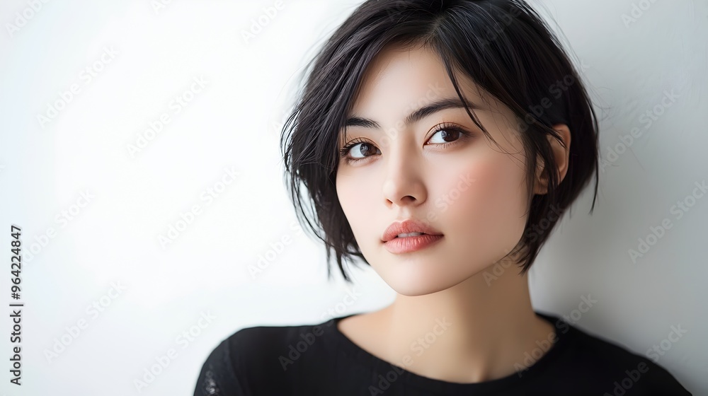 Confident and Stylish Asian Woman with Modern Hairstyle Confident and Stylish Asian Woman with Modern Hairstyle