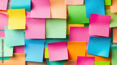 Empty mockup colorful sticky notes design post it for work memo reminders business planning. 