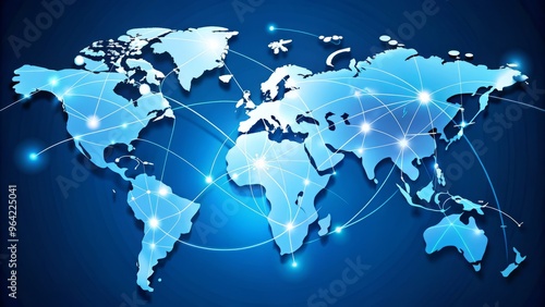 A vector graphic depicting a network of medical device logistics routes on a stylized world map, with lines and nodes representing the flow of devices from manufacturing to delivery