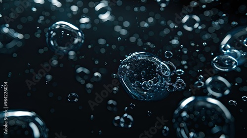 Wallpaper Mural A mesmerizing underwater scene featuring bubbles rising in a dark environment, showcasing the beauty of water dynamics. Torontodigital.ca