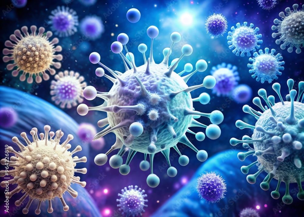 A stylized depiction of the human immune system, showcasing white blood cells and antibodies working together to fight off invading pathogens A stylized depiction of the human immune system, showcasing white blood cells and antibodies working together to fight off invading pathogens