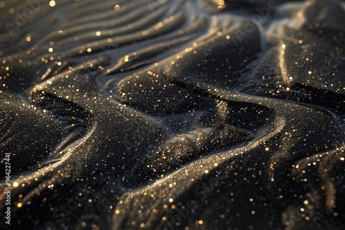 ai generative black sand with gold sparkle