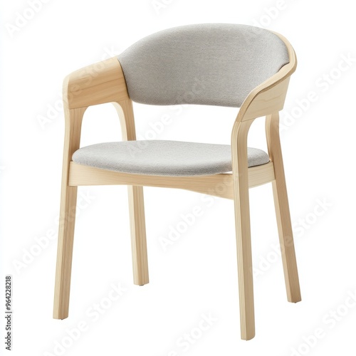 IKEA Chair: Scandinavian Design, Light Wood Frame, Soft Fabric Seat - White Background