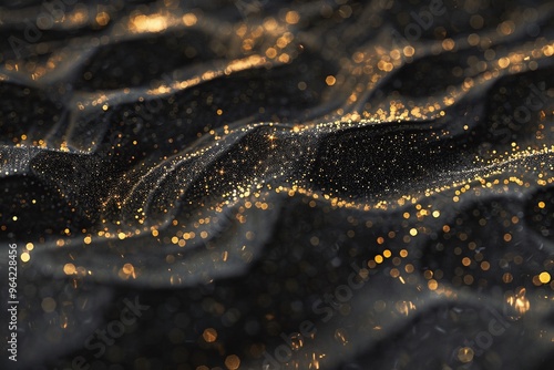 ai generative black sand with gold sparkle