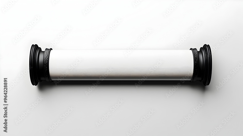 Minimalist Cylindrical Steel Architectural Design Element on White Background Minimalist Cylindrical Steel Architectural Design Element on White Background