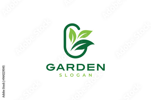 Green Letter G Leaf or leaves Logo, G letter garden logo design, G Leaf, green leaf, garden logo design